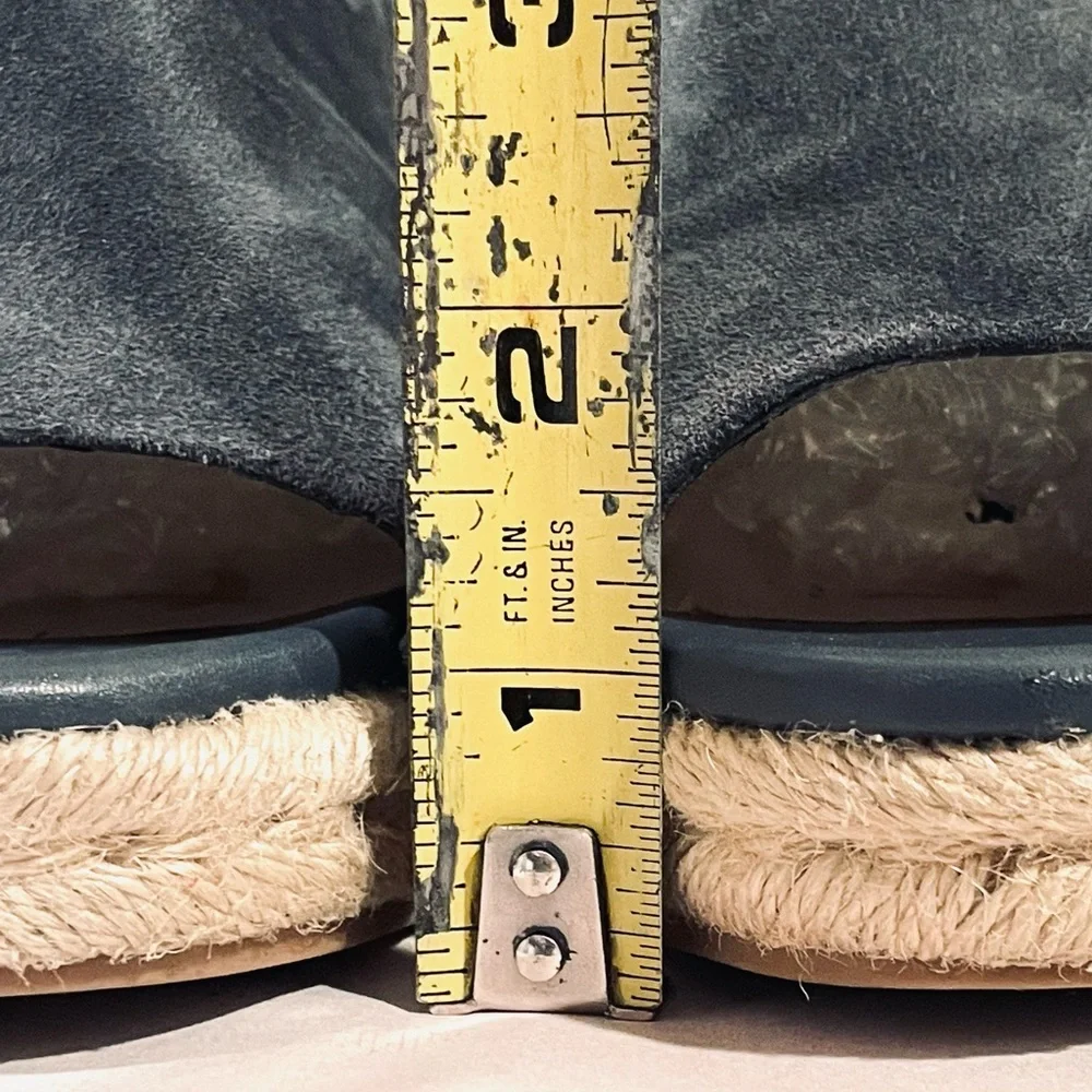 💥3/$50 Sam Edelman “BONNIE” Espadrille Navy Blue Suede Jute Wedge Sandals | GUC